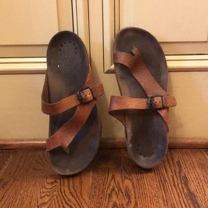Brown Leather Mephisto Helen Sandals